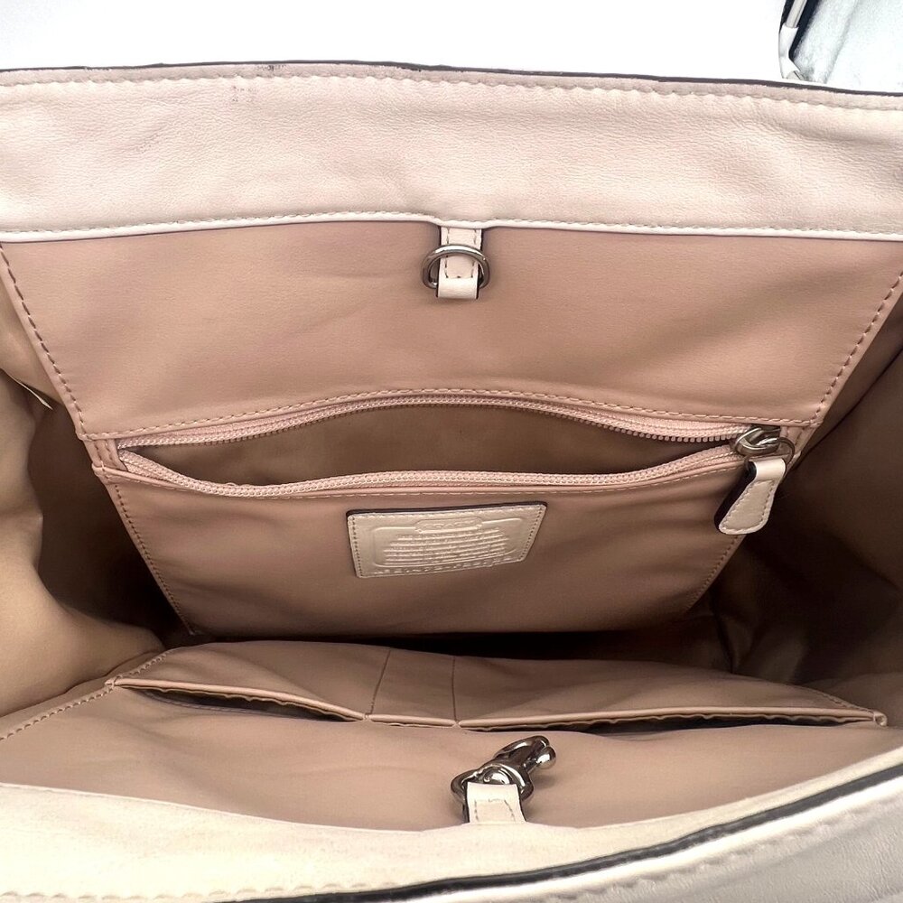 Coach Charlie Embossed Python Leather Tote Shoulder Bag Purse Beige White F28723 - Picture 13 of 16